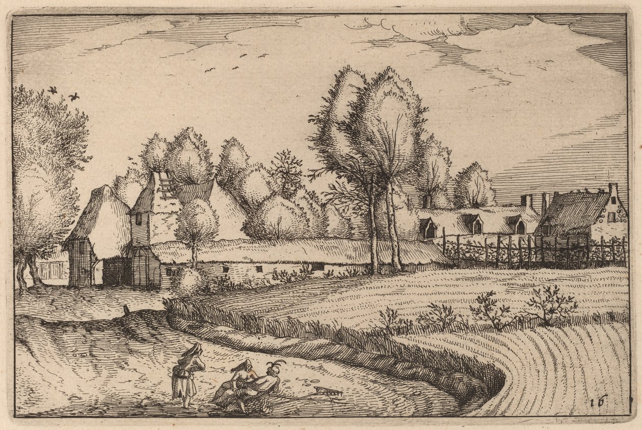 沿着田野的道路 作者 Claes Jansz Visscher 仿照 Johannes van Doetechum，仿照卢卡斯的长老