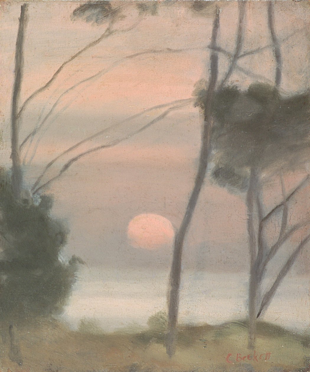 Moonrise，Mentone（纸板上的油） 作者 克拉丽斯·贝克特（Clarice Beckett）