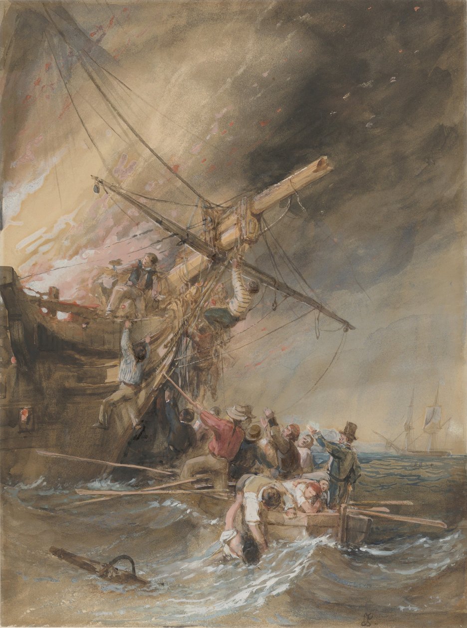 海上火灾，1820-46。 作者 克拉克森·斯坦菲尔德