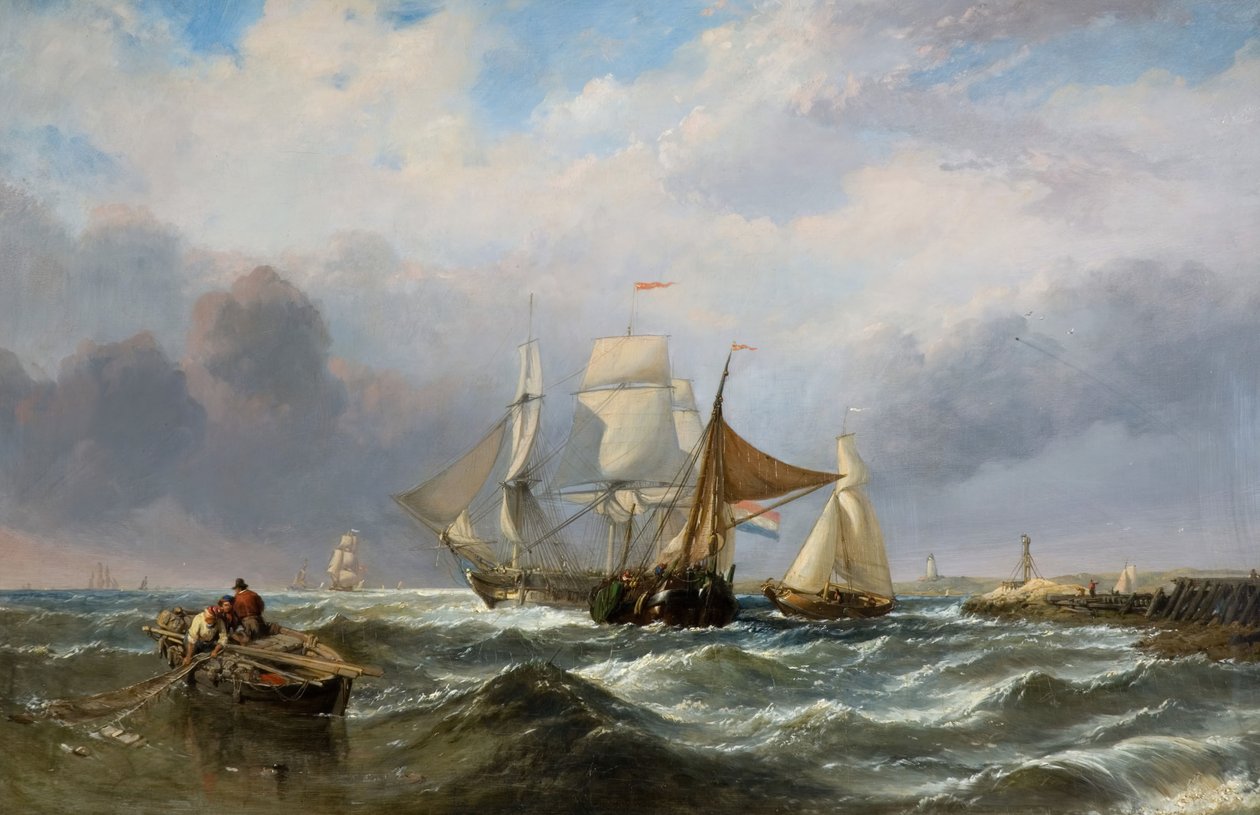 荷兰海岸的船只，1829-1860。 作者 克拉克森·斯坦菲尔德