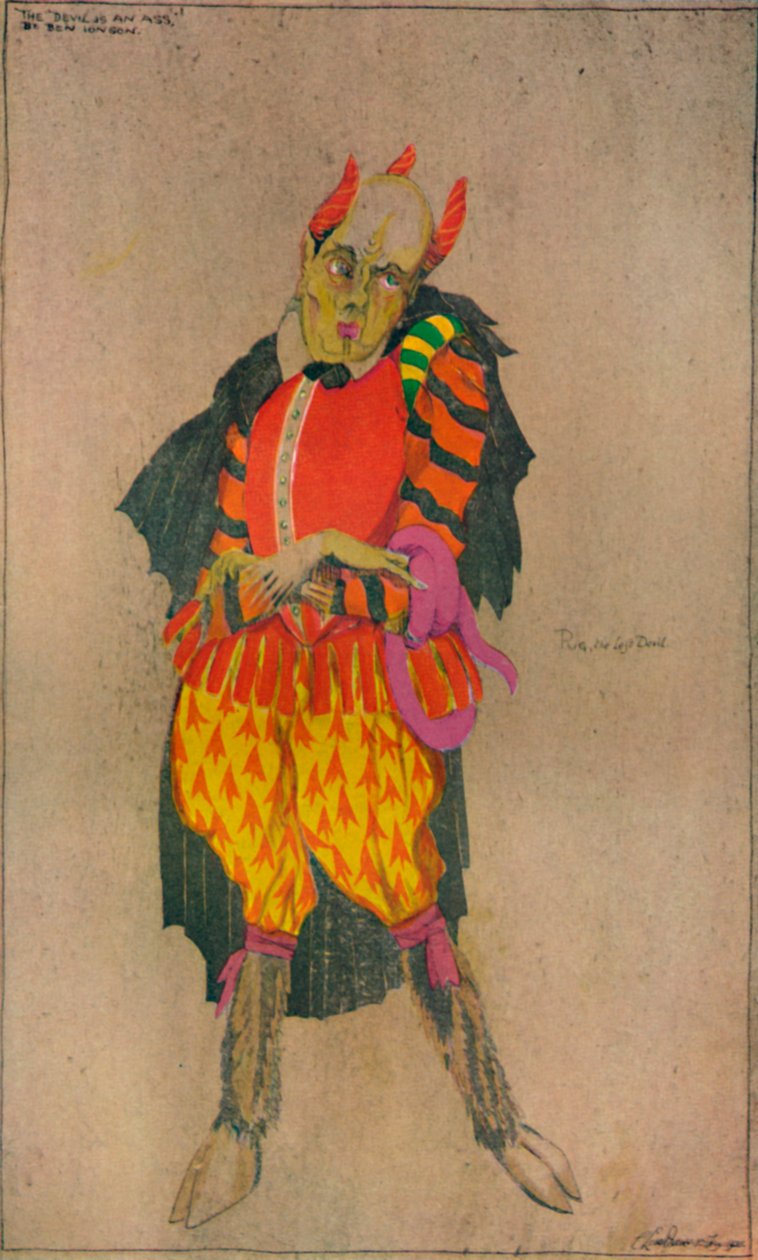 本·琼森（Ben Jonsons）中的服装设计魔鬼是驴，c1927 作者 克劳德·洛瓦特·弗雷泽