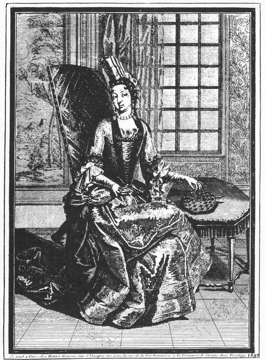 Soubise的Anne Chabot de Rohan公主（1663-1709）与Peg Solitaire，肖像画，1687年 作者 克劳德·奥古斯特·贝瑞