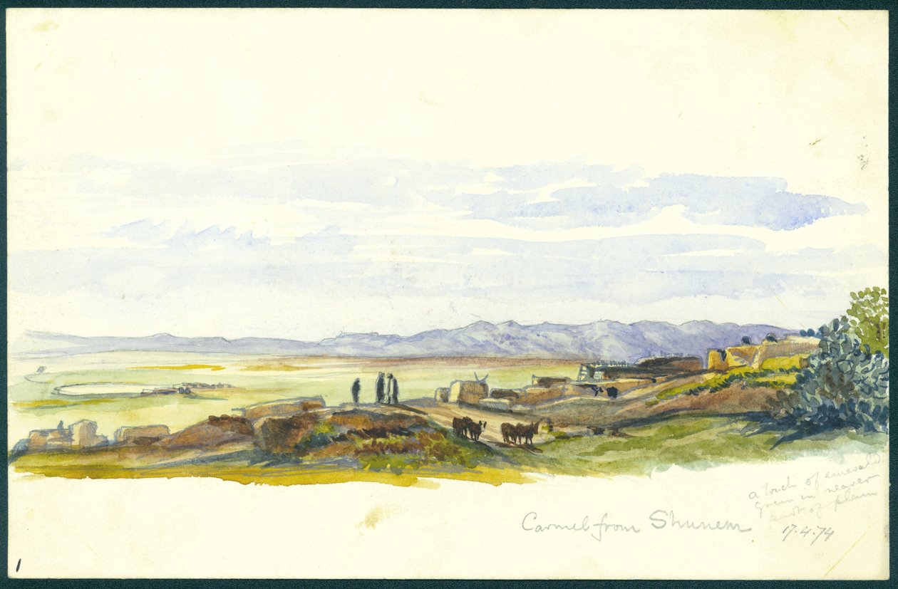 来自Shunem的Carmel，1874年（wc und paper on paper） 作者 克劳德·康德