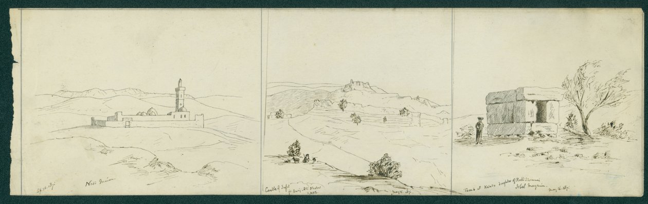 LtoR：Nebi Musa，Safet城堡和Kalata墓，1871年 作者 克劳德·康德