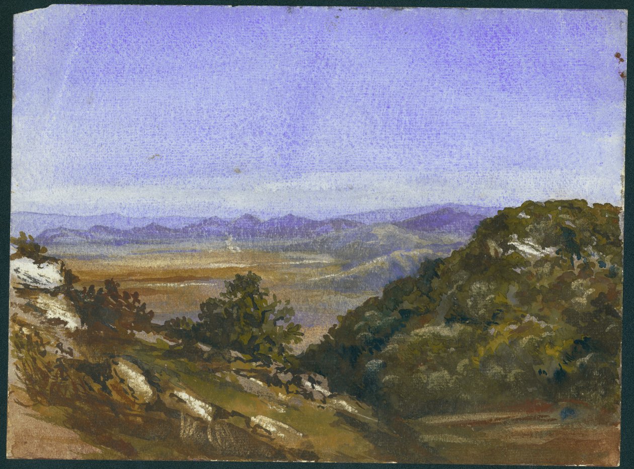 1872年，Mahrakah和平原到Jezreel的视野（纸上写着铅笔） 作者 克劳德·康德