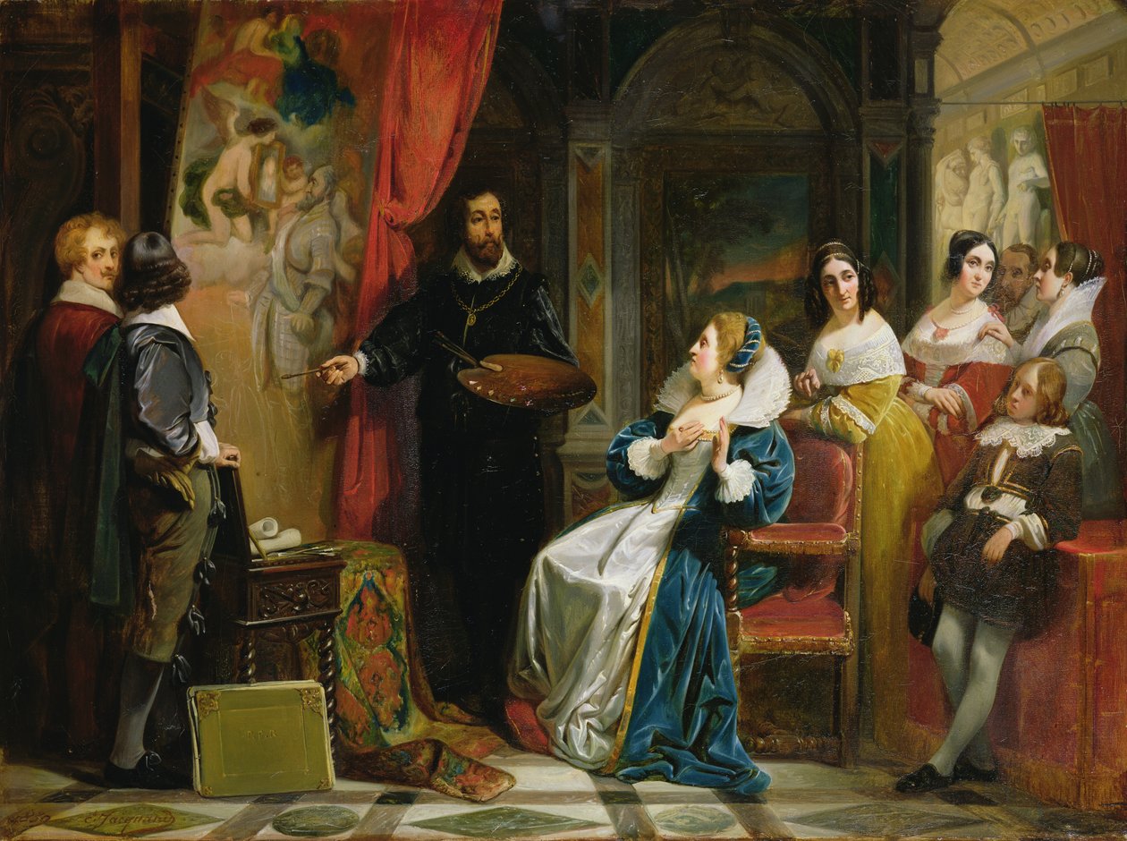 Marie de Medici（1573-1642）1839年参观鲁本斯工作室 作者 克劳德·杰奎德（Claude Jacquand）