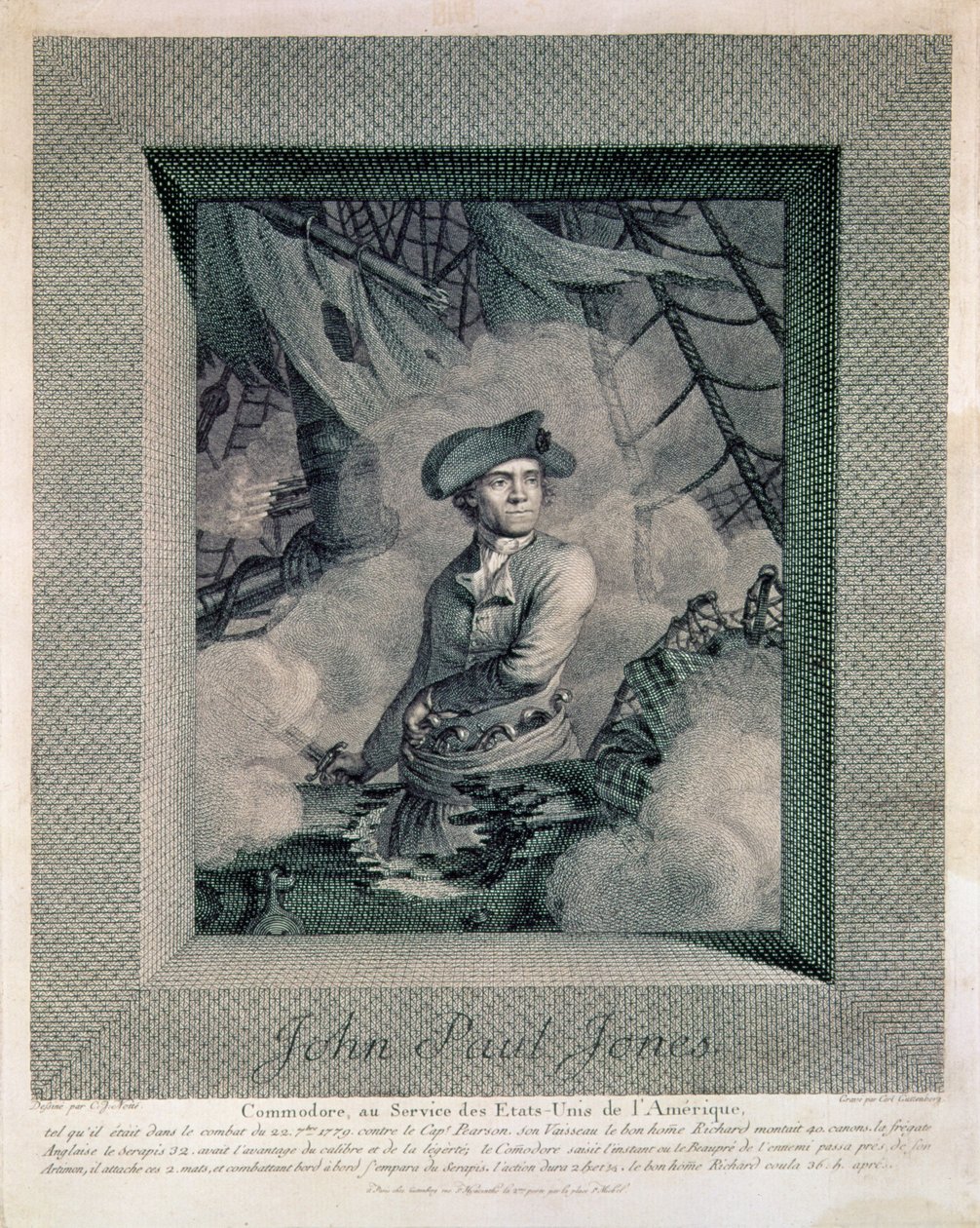 John Paul Jones的肖像，由Carl Guttenberg（1743-90）雕刻，c.1781 作者 克劳德·雅克·诺特