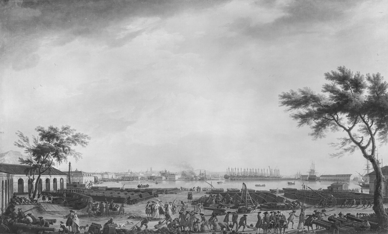 从1755年的火炮车站看到的土伦新港和阿森纳 作者 克劳德·约瑟夫·韦尔内