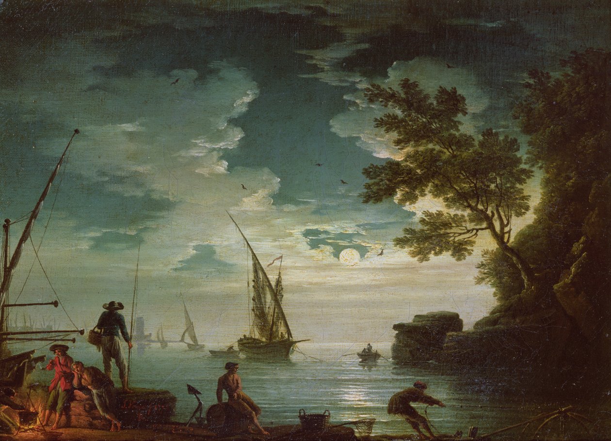 海景，月光，1772年 作者 克劳德·约瑟夫·韦尔内