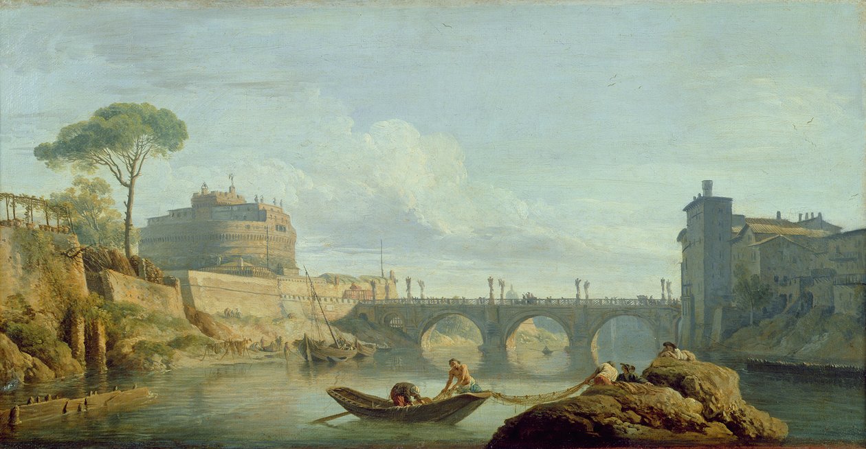 The Bridge and Castle Sant&39;Angelo，1745 作者 克劳德·约瑟夫·韦尔内