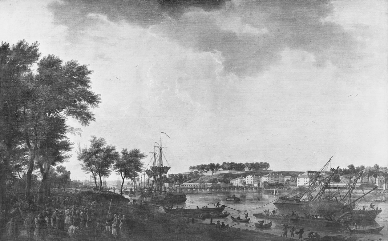 从Bouflers大道看见的巴约讷看法在Mousserole附近门，1761年 作者 克劳德·约瑟夫·韦尔内