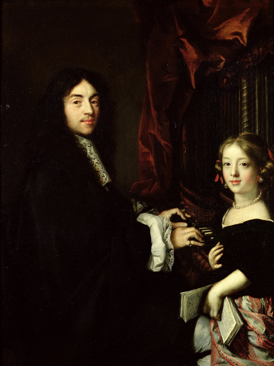 Charles Couperin（1638-79）的肖像和艺术家的女儿，1665-79 作者 克劳德·勒费弗