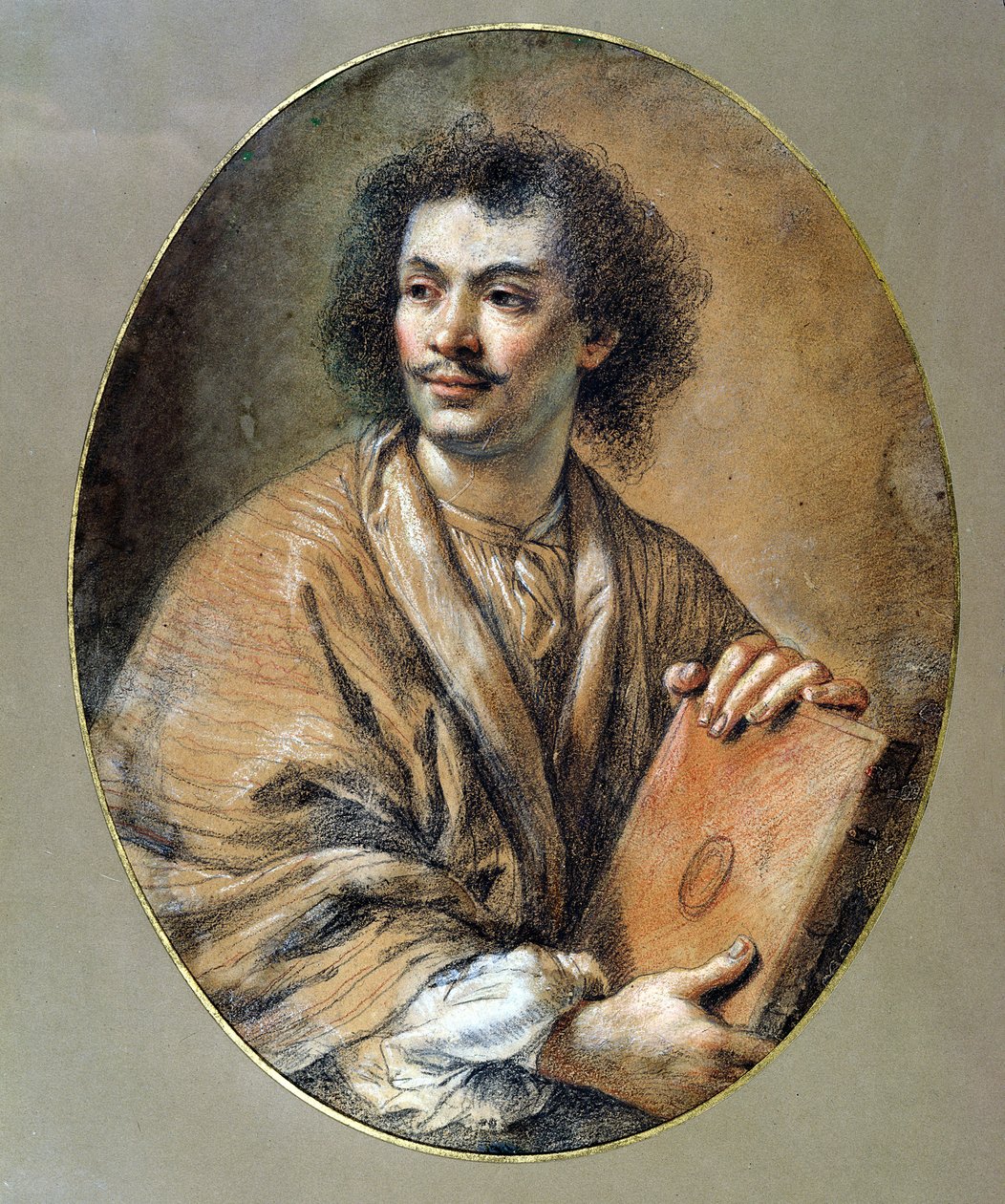 莫里哀的肖像（1622-73）（纸上的黑色和红色粉笔） 作者 克劳德·勒费弗