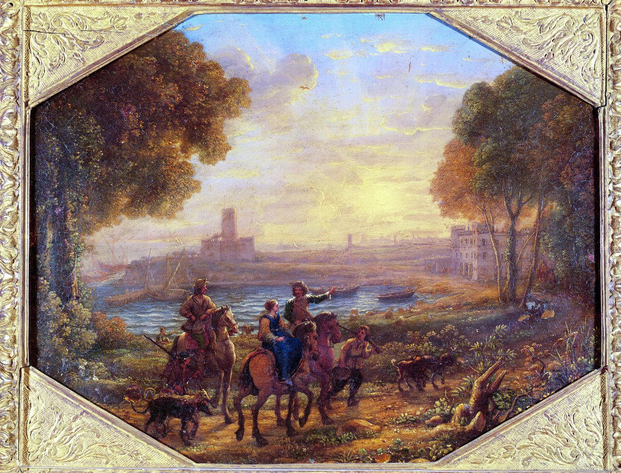 景观与圣马里内拉港（靠近奇维塔韦基亚），c。 1639-40（铜上油） 作者 克劳德·洛兰
