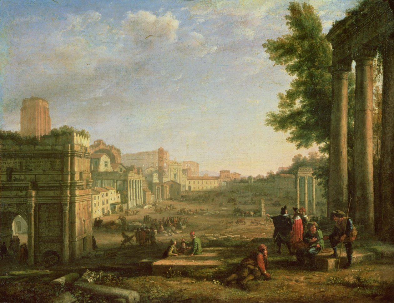 观点的Campo Vaccino，罗马，1636年 作者 克劳德·洛兰