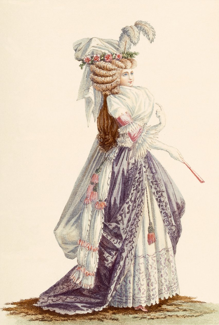 女士的连衣裙&39;a la Grecque&39;，来自&39;Galeries des Modes et Costumes Francais&39;，c.1778-87 作者 克劳德·路易·德斯赖斯