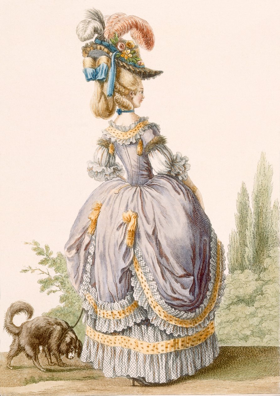 Roys de la Circassienne，由Voysard雕刻，来自&39;Galeries des Modes et Costumes Francais&39;，c.1778-87 99：衣服;传统服饰;传统服饰;时尚;插图; 作者 克劳德·路易·德斯赖斯