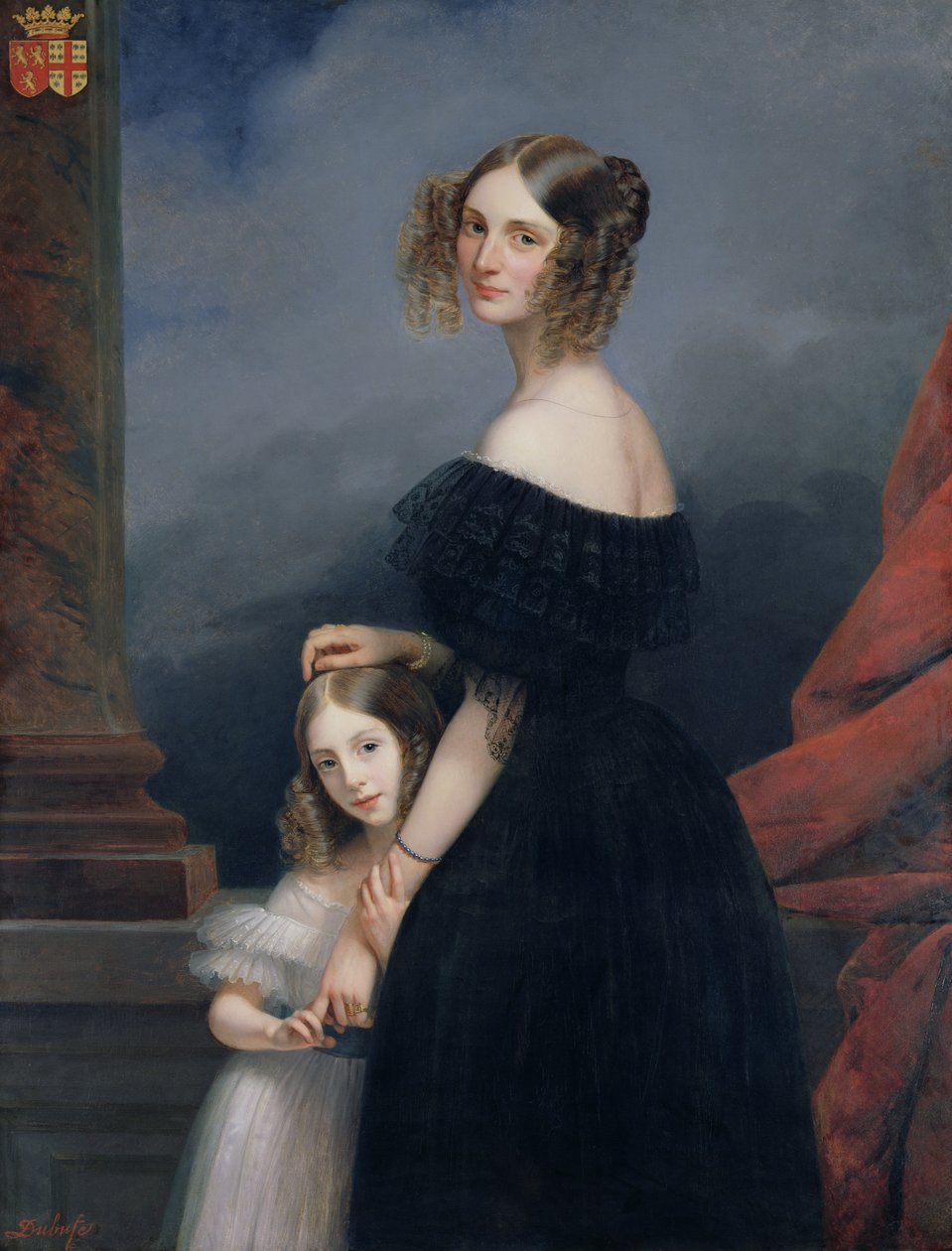 Anne-Louise Alix de Montmorency的肖像，与她的女儿，1840年 作者 克劳德·玛丽·杜布菲