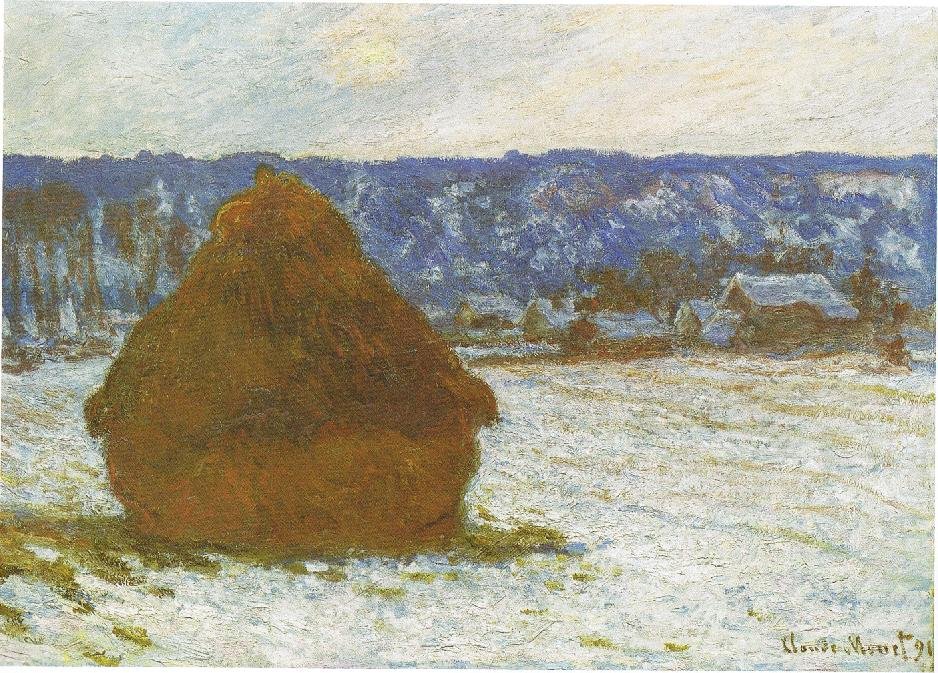 堆栈的小麦效果雪，阴天，nFrench：研磨机，Neigen效应 作者 克劳德·莫奈