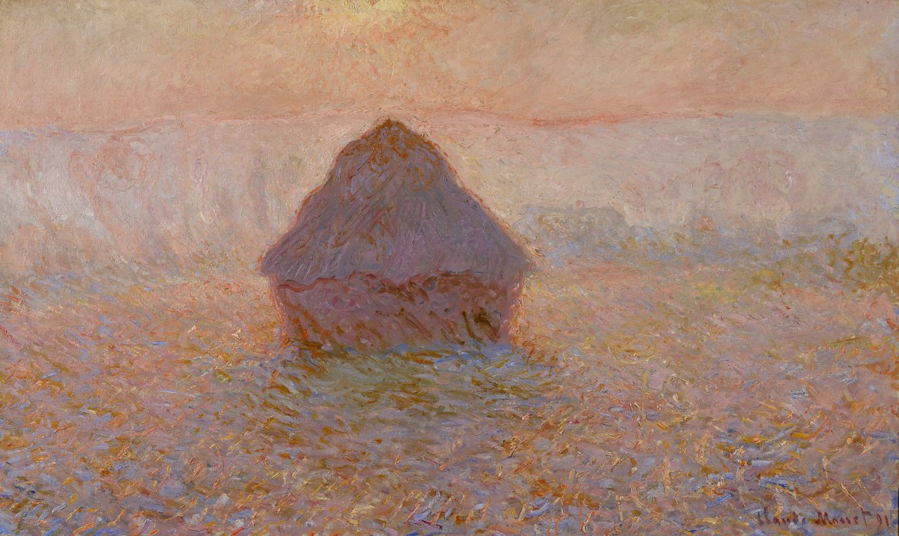 Grainstack，太阳在雾中，1891年 作者 克劳德·莫奈