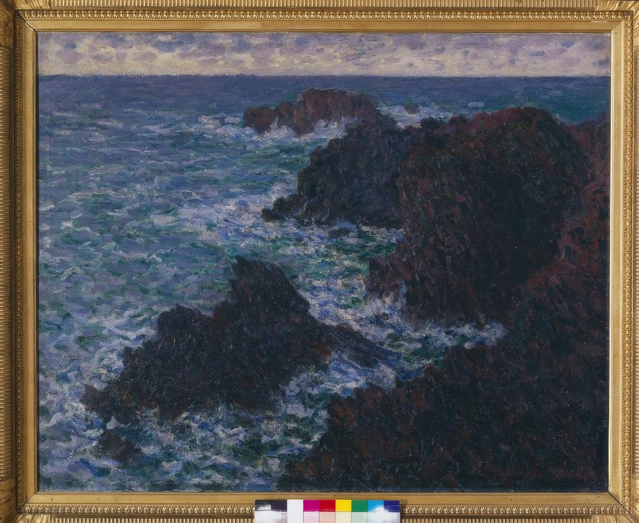 百丽岛的岩石；狂野海岸 作者 克劳德·莫奈