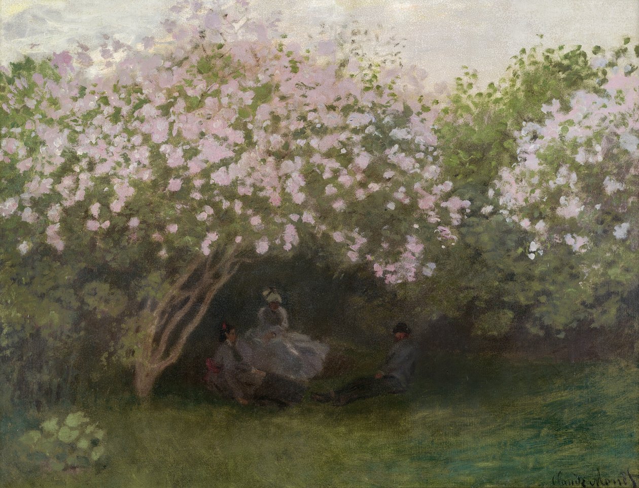 紫丁香，灰色天气，1872年 作者 克劳德·莫奈