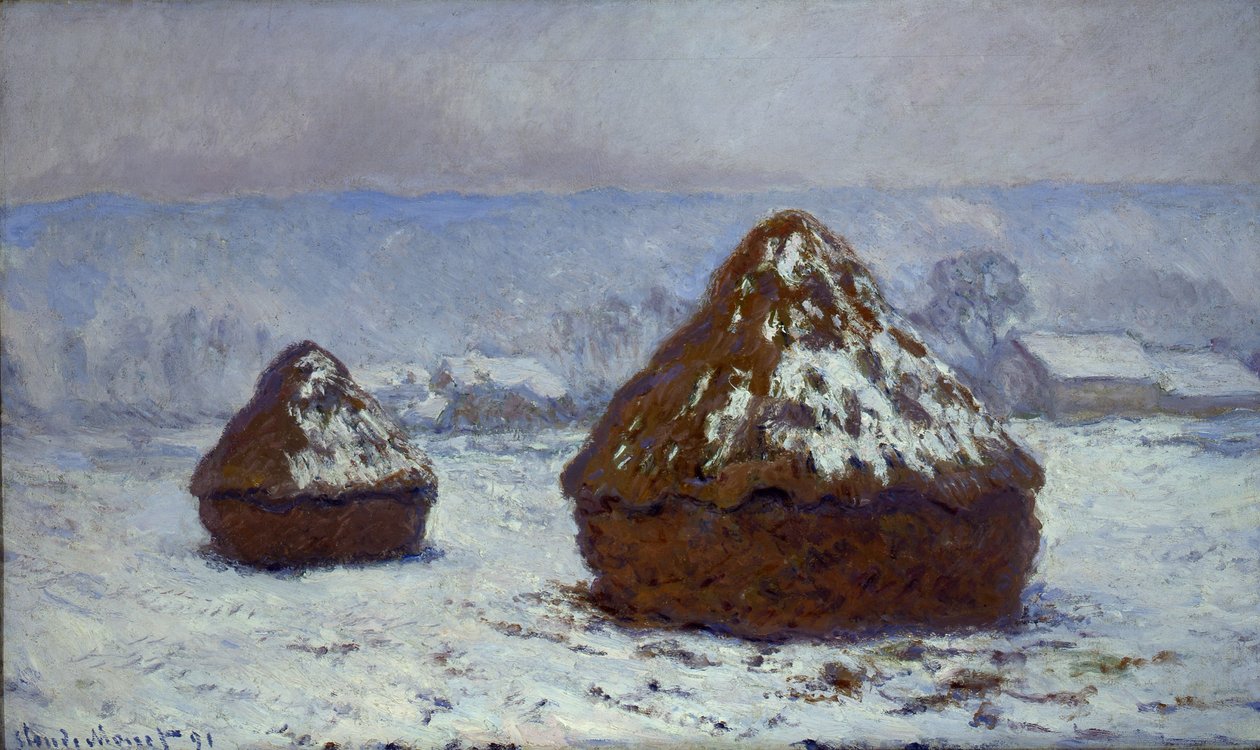 车轮，雪的影响，1891年 作者 克劳德·莫奈