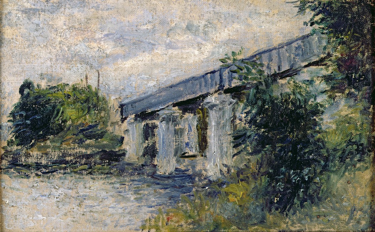 铁路桥在阿让特伊，1874年 作者 克劳德·莫奈