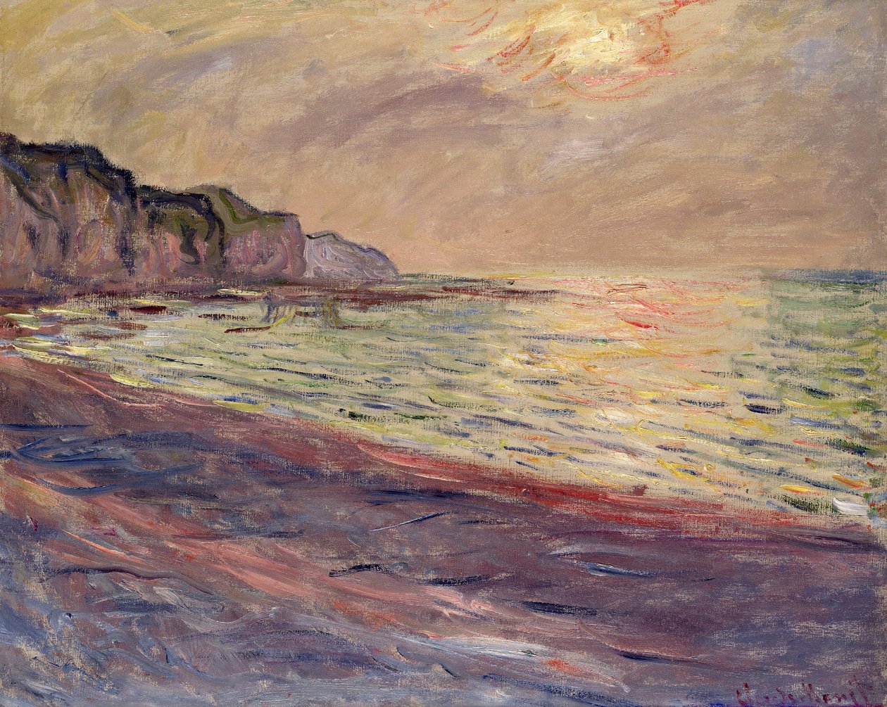 Pourville的海滩，落日，1882年 作者 克劳德·莫奈