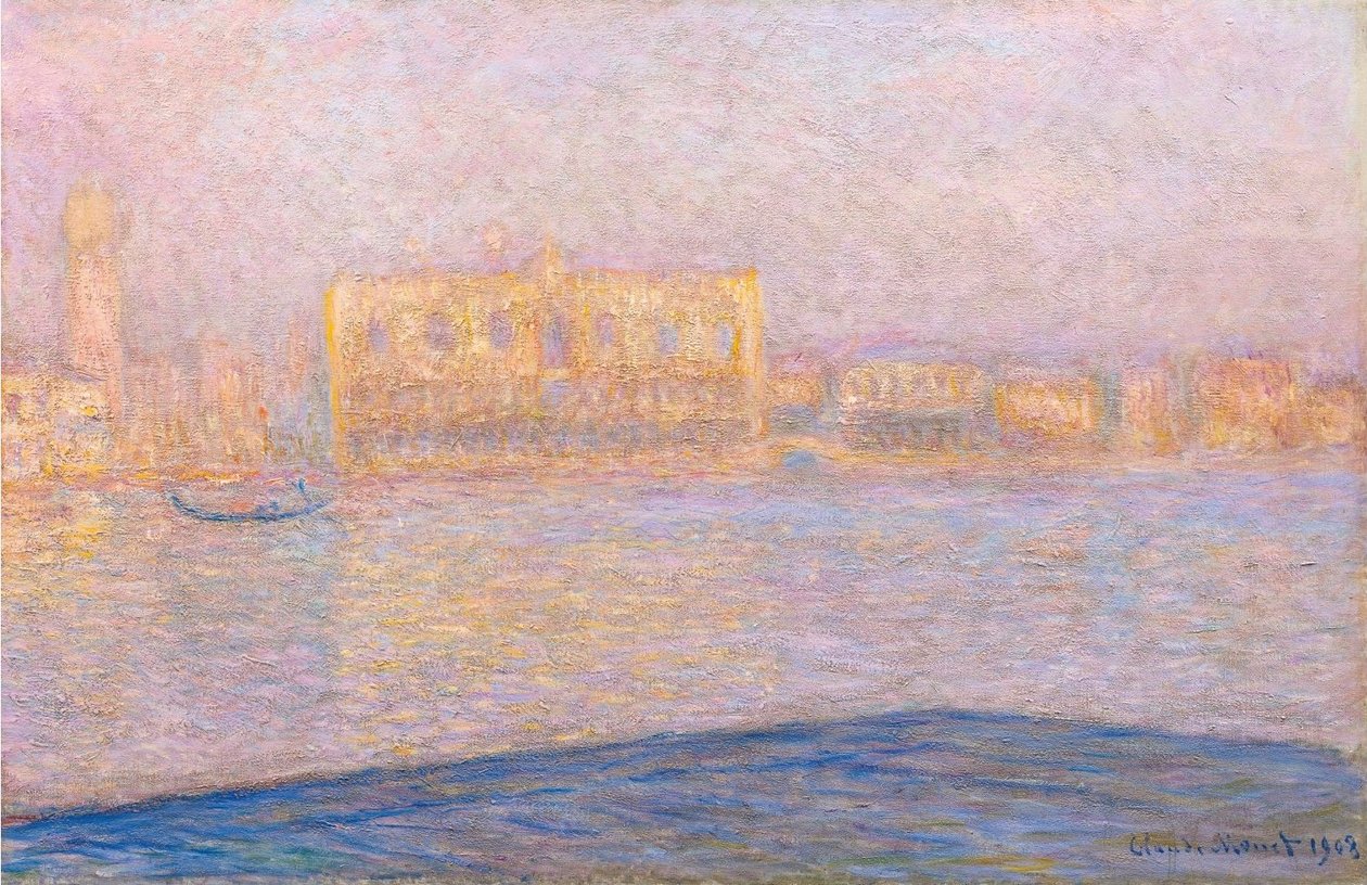 从圣Giorgio Maggiore的共和国总督宫殿看法 作者 克劳德·莫奈
