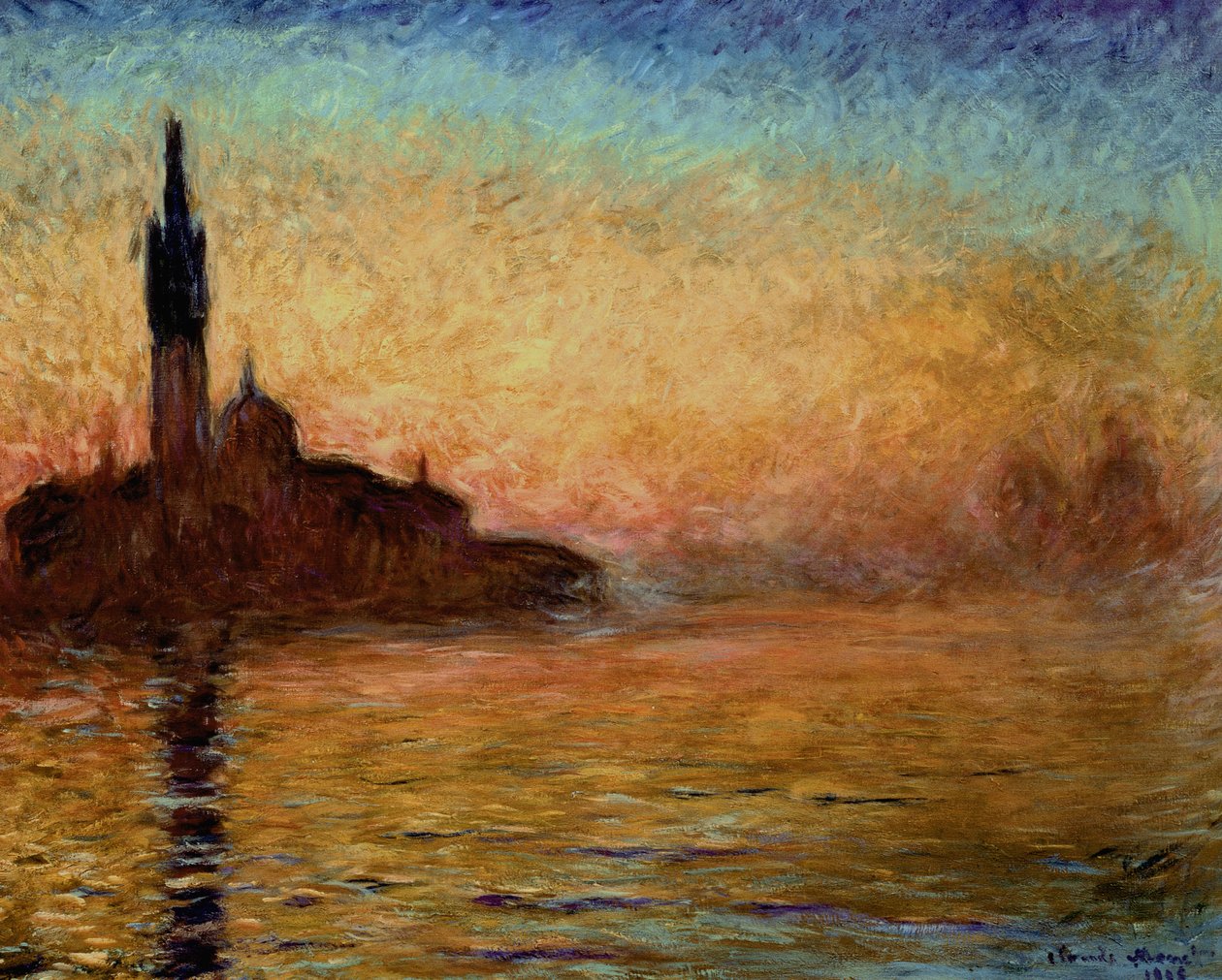 观点的圣乔治Maggiore，威尼斯由微明，1908年 作者 克劳德·莫奈