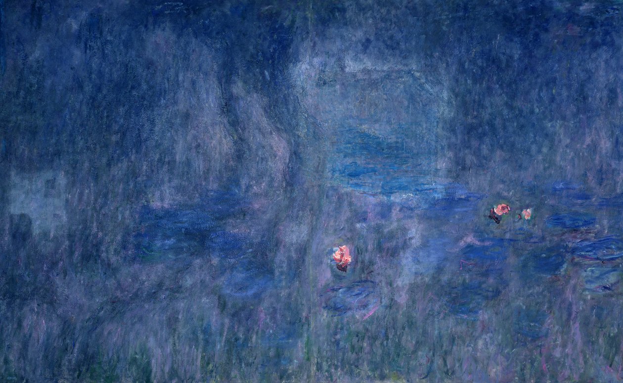 睡莲：树木的思考，细节来自中央部分，1915-26 作者 克劳德·莫奈