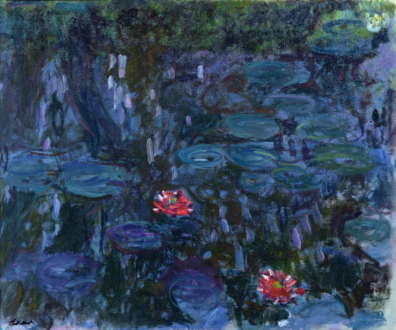 与柳树的反射的睡莲，1916-19 作者 克劳德·莫奈