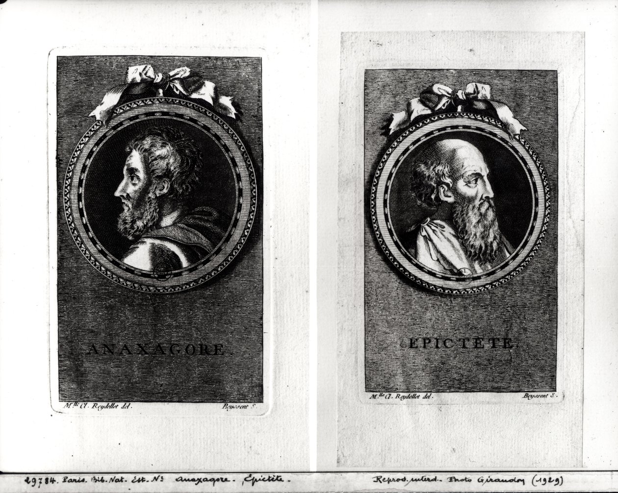 Anaxagorus（公元前500-428）和Epictetus（公元1世纪）由S. Beyssent刻 作者 克劳德·雷德尔莱特