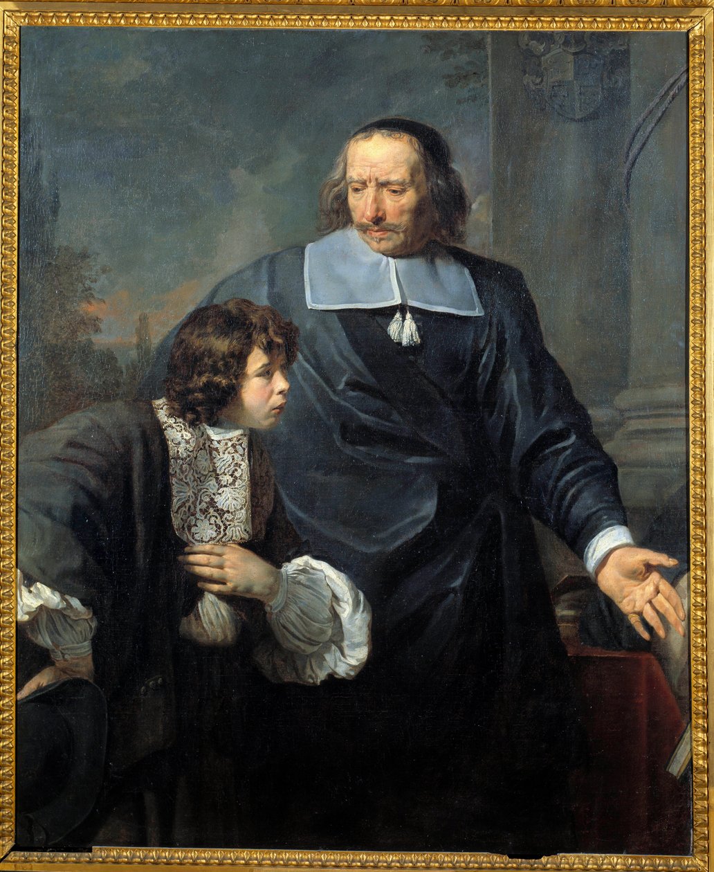 一位导师和他的学生。 Claude Lefebvre (1632-1675) 的绘画 作者 克劳德（后）勒费弗尔