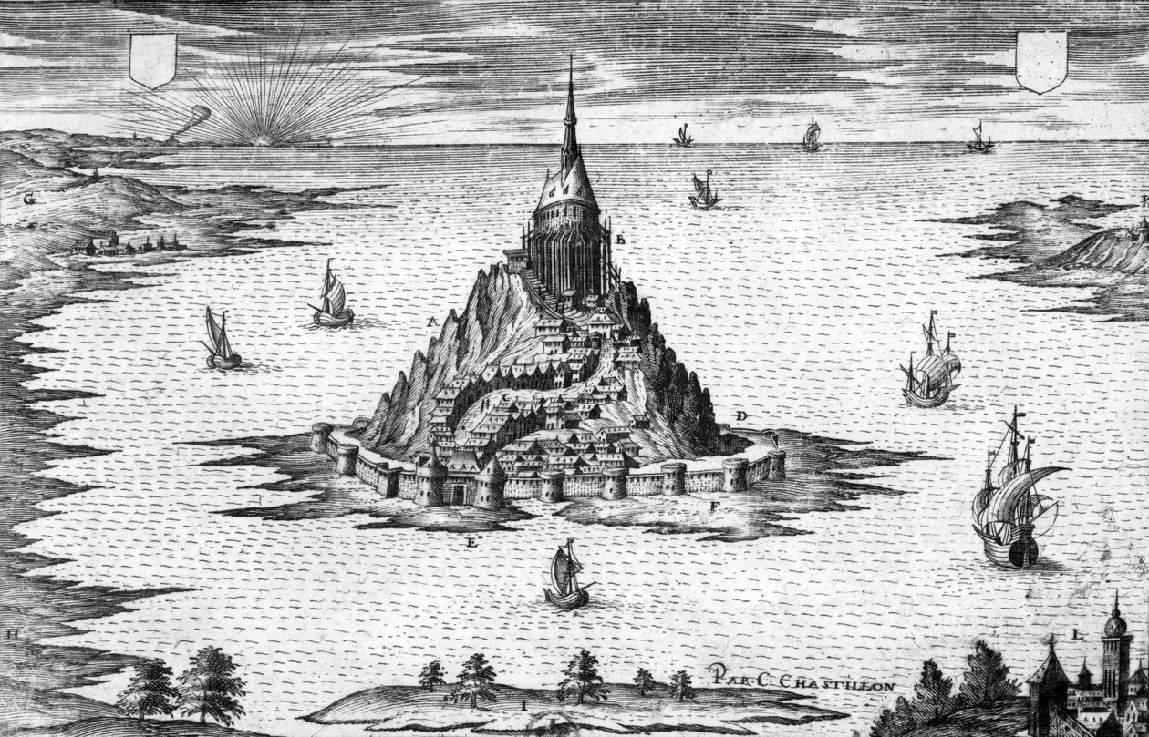 诺曼底的圣米歇尔山（法国），夏斯蒂永的版画 作者 克劳德沙斯蒂永