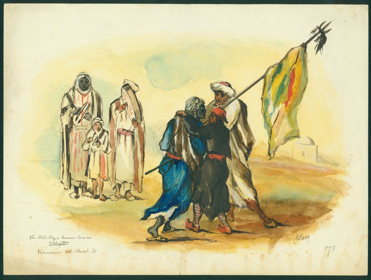 疯狂的黑旗手》，考穆尔，1873年（纸上铅笔画）。 作者 克劳德·康德