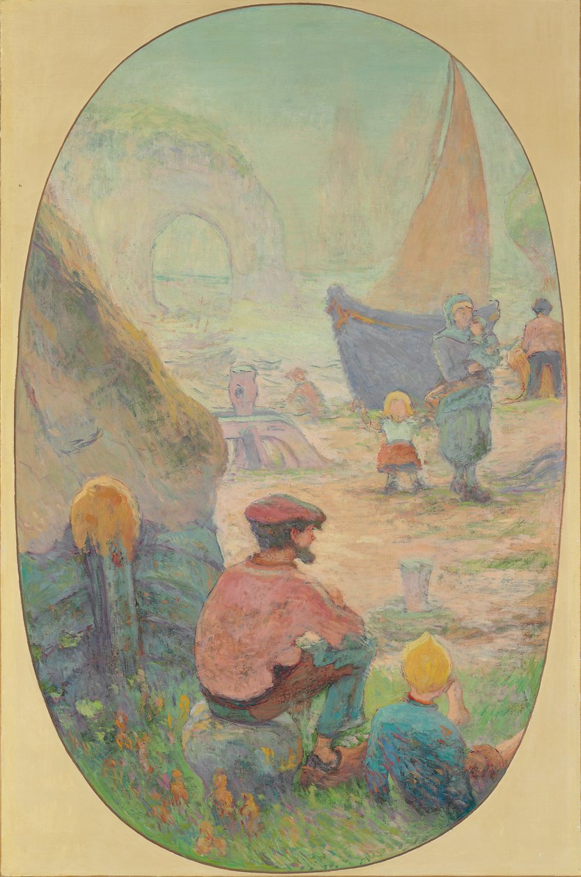 埃特尔塔（Etretat）的渔民； Pecheurs a Etretat 作者 克劳德·埃米尔·舒芬内克