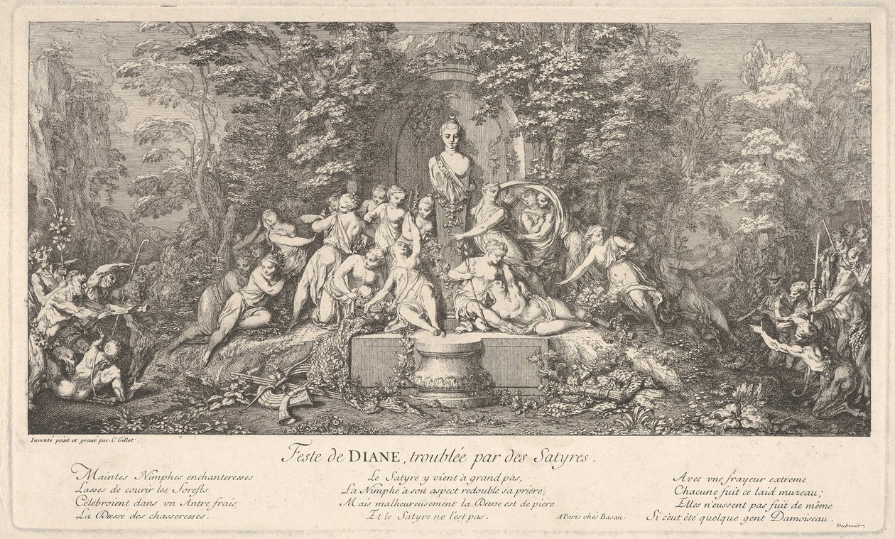 戴安娜的节日，被萨提尔打断了 Feste de Diane, troublée par des Satyres..., ca. 1786. 作者 克劳德·吉洛特