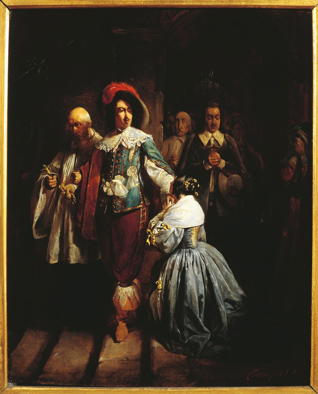 英国查理一世（1600-1649）被引向死亡。(布面油画) 作者 克劳德·杰奎德（Claude Jacquand）
