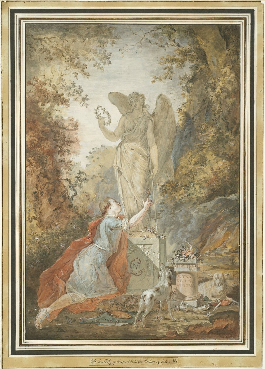 艺术家瞻仰美德雕像 作者 克劳德（Claude Jean Baptiste Hoin）