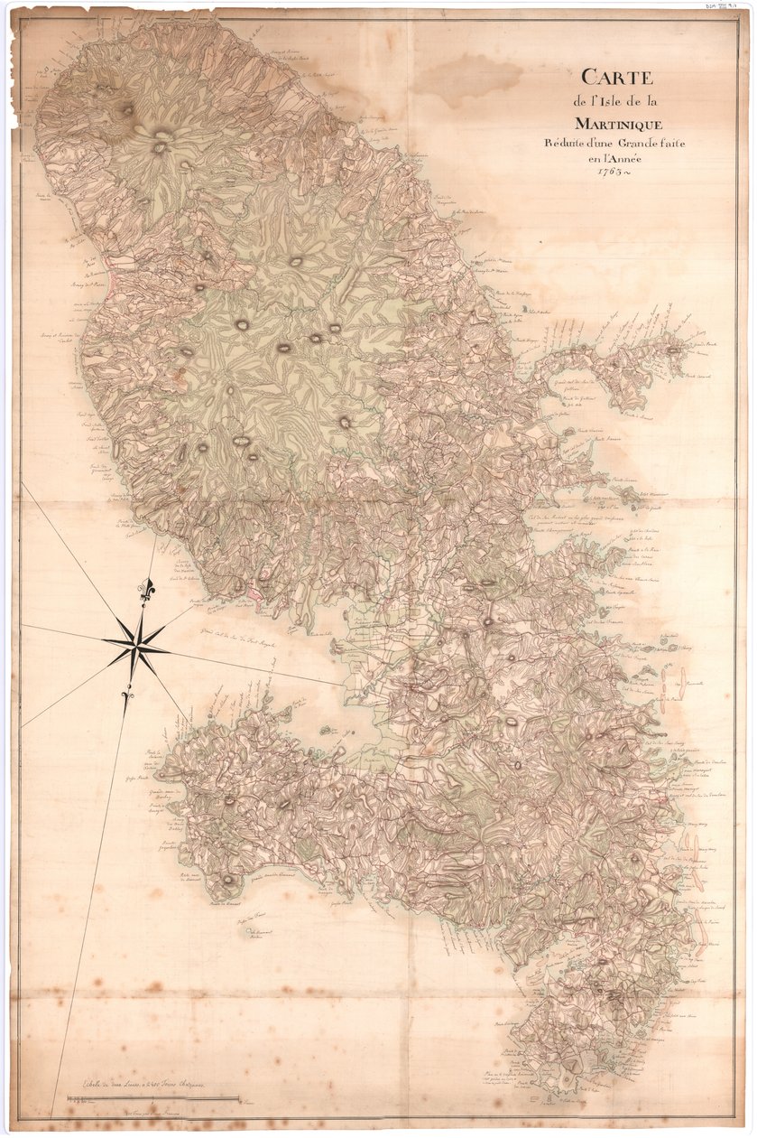 1763 年制作的大图马提尼克岛地图，nd [1797]（手稿） 作者 克洛德·约瑟夫·索蒂尔