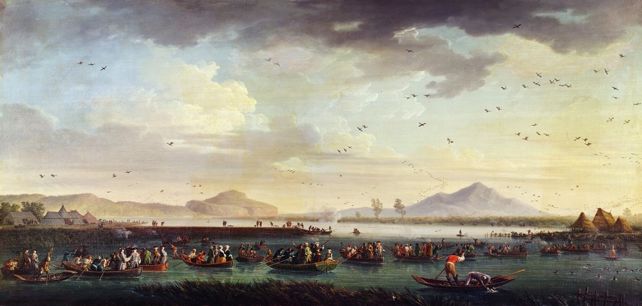 查尔斯三世的波旁王朝，萨宾国王和双西西里王国鸭子狩猎于1746年在帕特里亚湖，1749年 作者 克劳德·约瑟夫·韦尔内