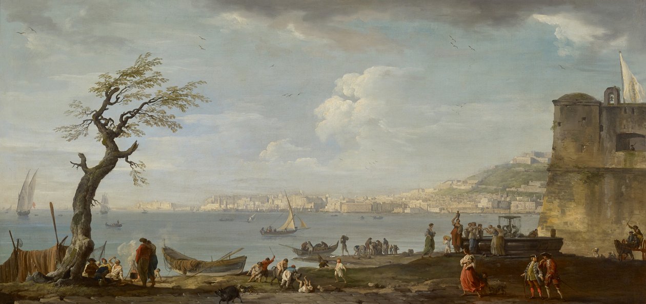 那不勒斯，从北部看海湾，约 1742 年（布面油画） 作者 克劳德·约瑟夫·韦尔内