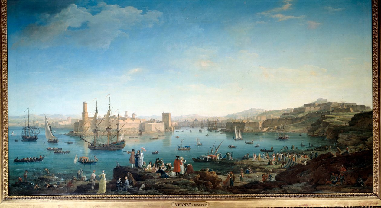 1754 年马赛港口的入口。 Joseph Vernet (1714-1789) 绘画 作者 克劳德·约瑟夫·韦尔内