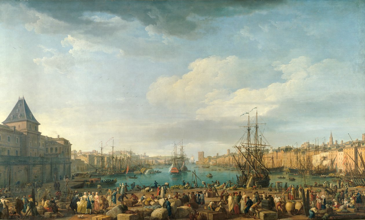 18 世纪的马赛港口 Joseph Vernet (1714-1789) 18 世纪的巴黎绘画。 海洋博物馆 作者 克劳德·约瑟夫·韦尔内