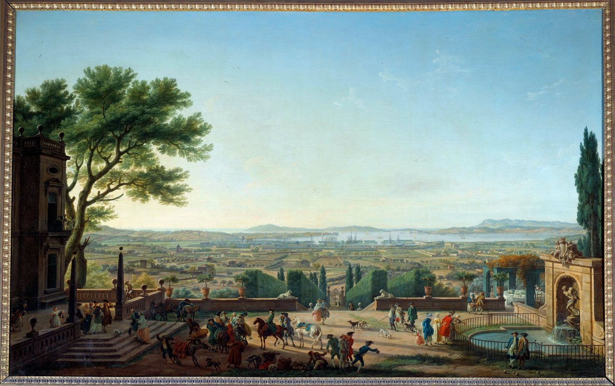 海港和土伦市的景色 Joseph Vernet (1714-1789) 18 世纪的绘画。 1,65x2,63 m 作者 克劳德·约瑟夫·韦尔内