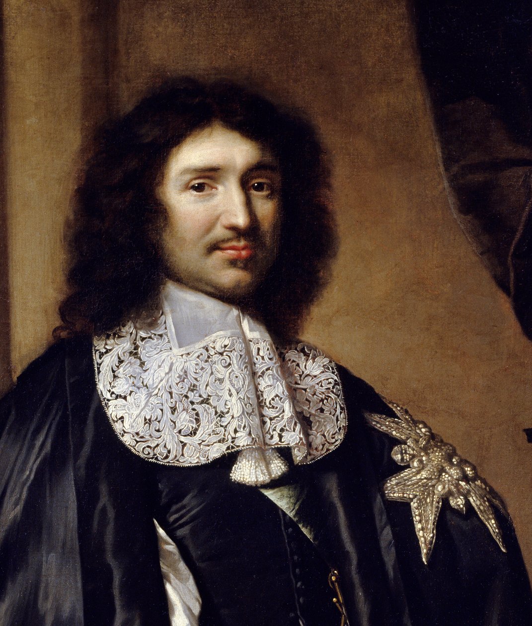 细节：“让·巴蒂斯特 (Jean-Baptiste) Colbert (1619-1683) 路易十四大臣的肖像”” Claude Lefebvre (1632-1675) 的绘画。 1666 太阳。 1,3x0,96 m 作者 克劳德·勒费弗