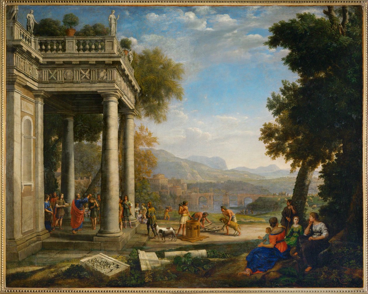 David sacre roi par Samuel - 塞缪尔为大卫加冕... 作者 克洛德·洛兰 (1600-82)