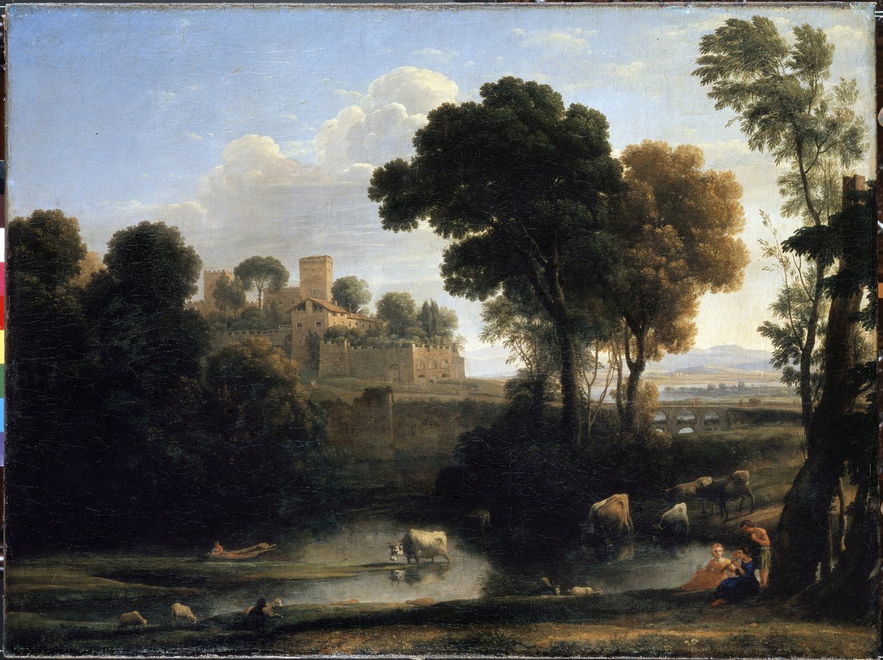 意大利风景。克劳德-吉利（又名克劳德-勒洛兰，1600-1682 年）的画作 作者 克劳德·洛兰
